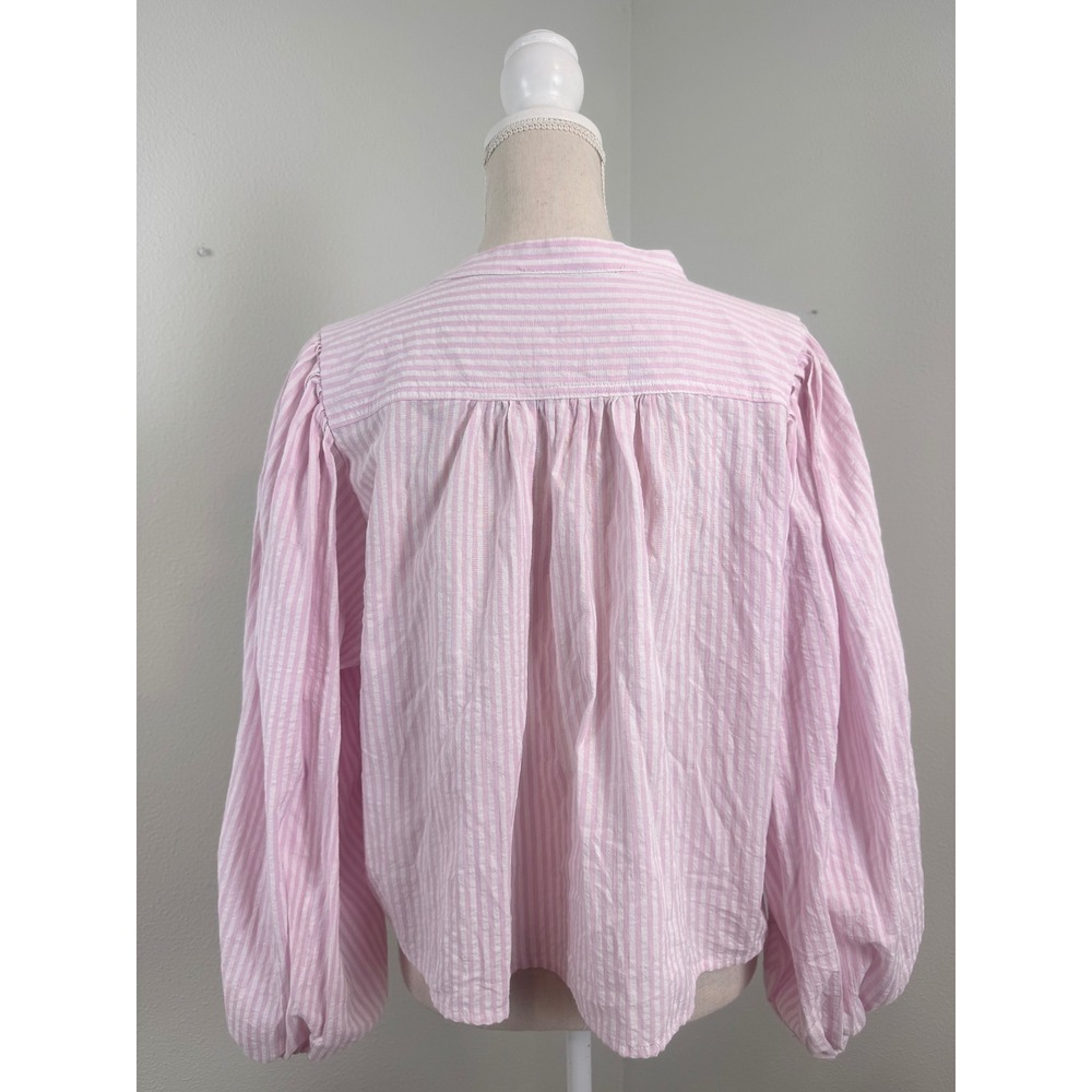 Altar'd State Linda Puff Sleeve Button Up Top Balloon Sleeve Coquette Barbie - Picture 6 of 9